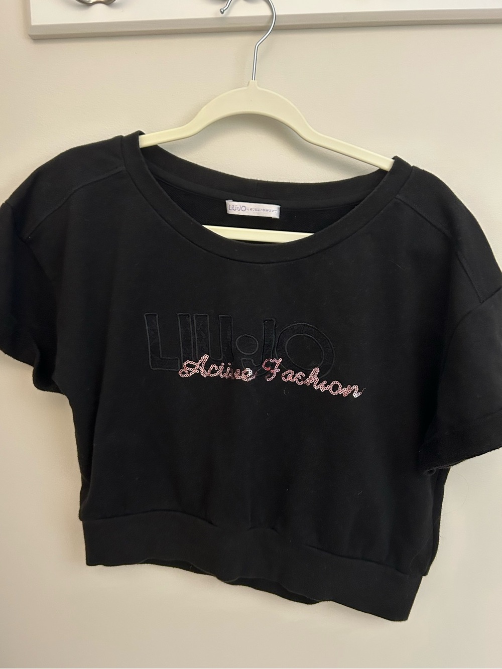 Liu Jo Black Short-Sleeve Pullover Sweatshirt